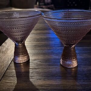 COPY - Schott Zwiesel Jupiter by Fortessa Pair of Beaded Pink Martini Glasses G…